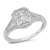 0.40ct 14k White Gold Diamond Cluster Engagement Ring